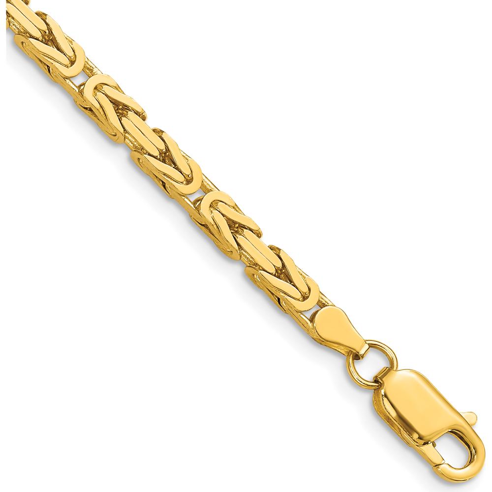 10K Yellow Gold 3.25mm Byzantine Chain Bracelet with Polished Finish - 8" Length
