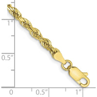 10K Yellow Gold 3.35mm Diamond-Cut Rope Chain Bracelet - 8" Length