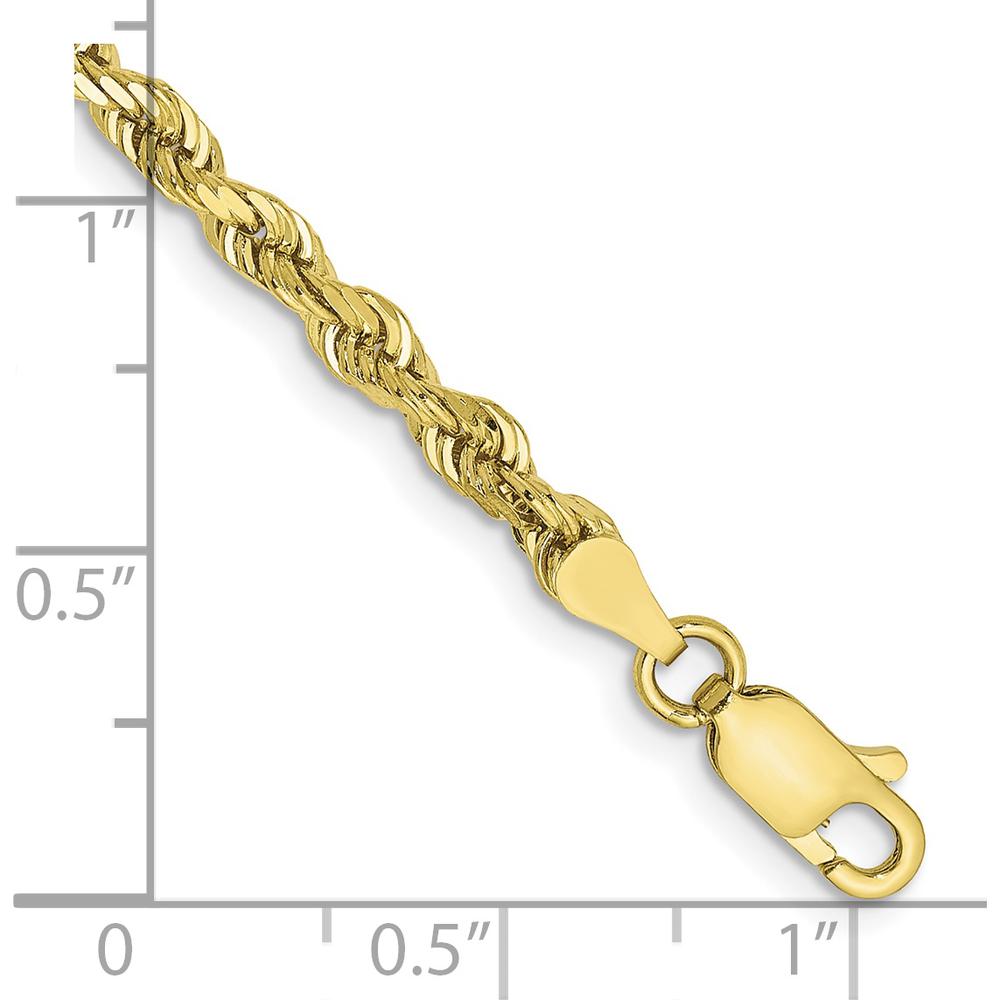 10K Yellow Gold 3.35mm Diamond-Cut Rope Chain Bracelet - 8" Length