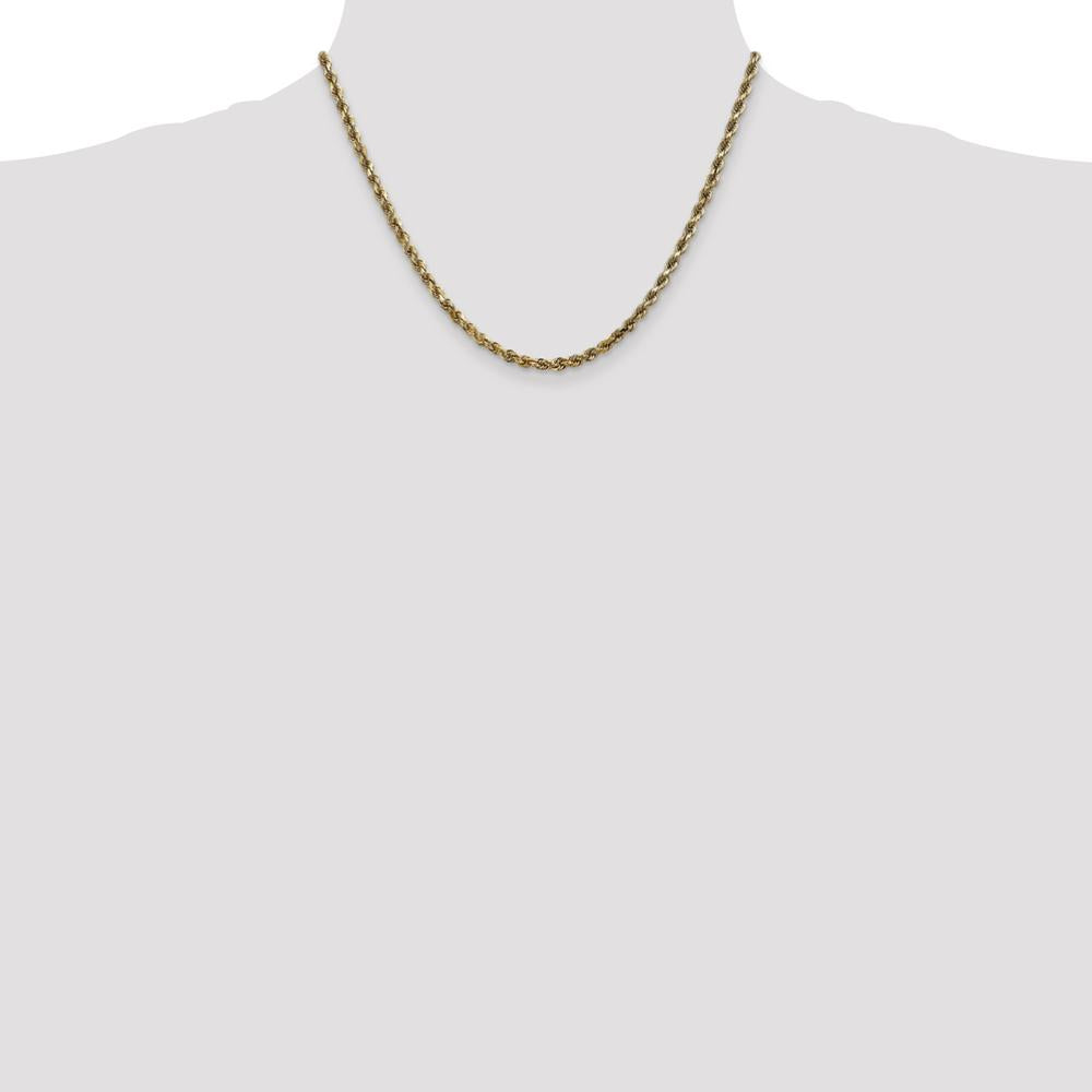 10K Yellow Gold 3.5mm Diamond-cut Rope Chain Necklace - 18" Length