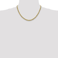 10K Yellow Gold 3.5mm Semi-solid Diamond-Cut Rope Chain Necklace - 18"