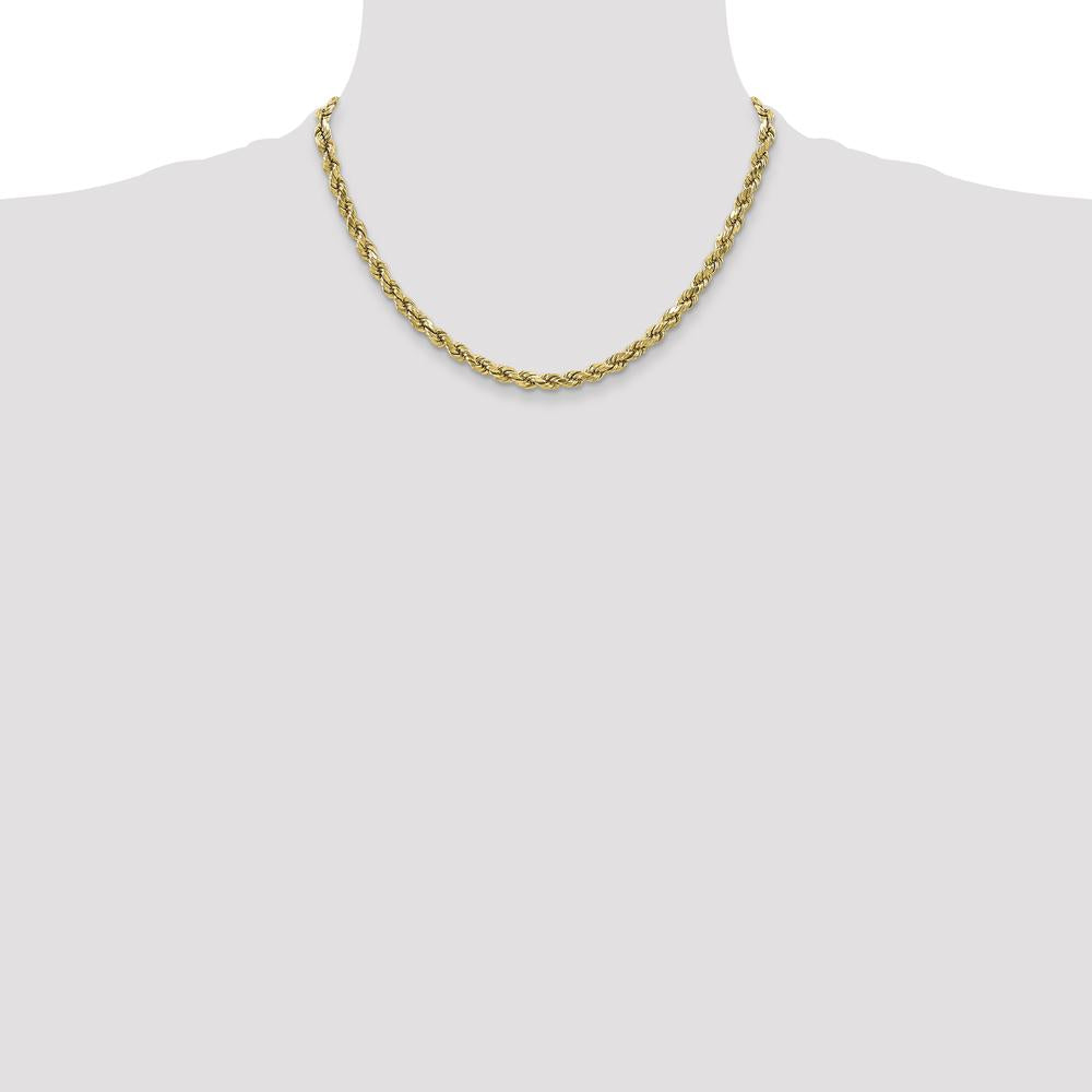 10K Yellow Gold 3.5mm Semi-solid Diamond-Cut Rope Chain Necklace - 18"