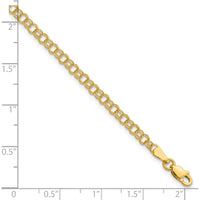 10K Yellow Gold 3.5mm Solid Double Link Charm Bracelet with Lobster Clasp