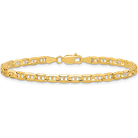 10K Yellow Gold 3.75mm Concave Anchor Chain Bracelet - 8" Length