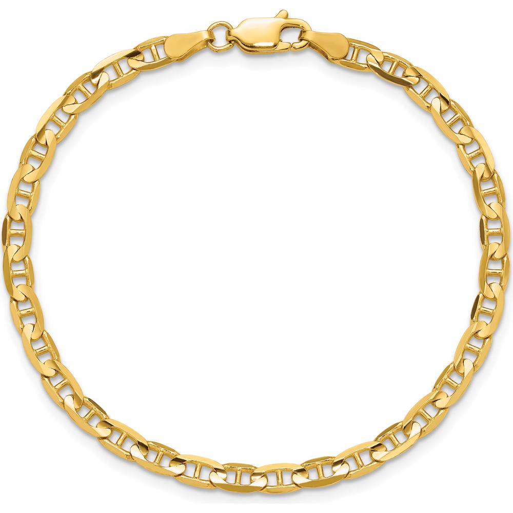 10K Yellow Gold 3.75mm Concave Anchor Chain Bracelet - 8" Length