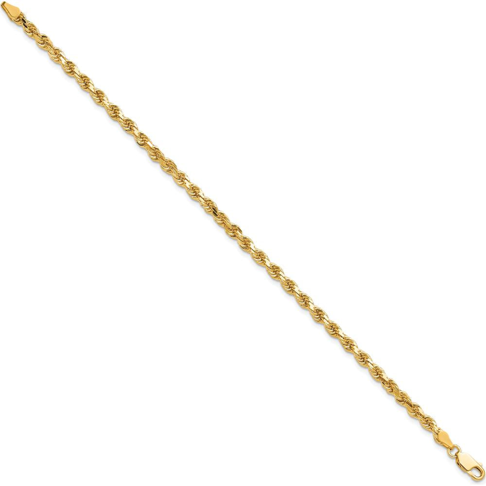 10K Yellow Gold 3.75mm Diamond-Cut Rope Chain Anklet - 9" Length