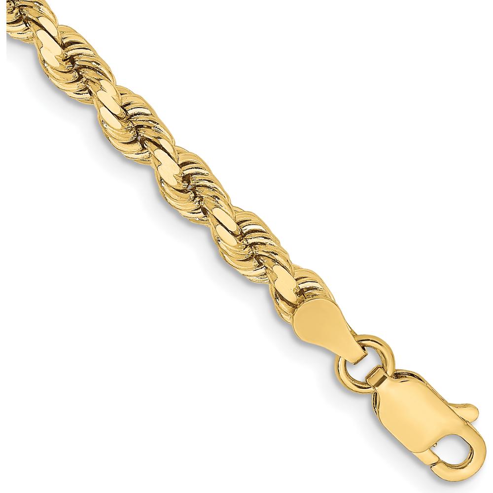 10K Yellow Gold 3.75mm Diamond-Cut Rope Chain Bracelet - 8"