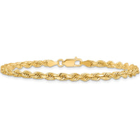 10K Yellow Gold 3.75mm Diamond-Cut Rope Chain Bracelet - 8"