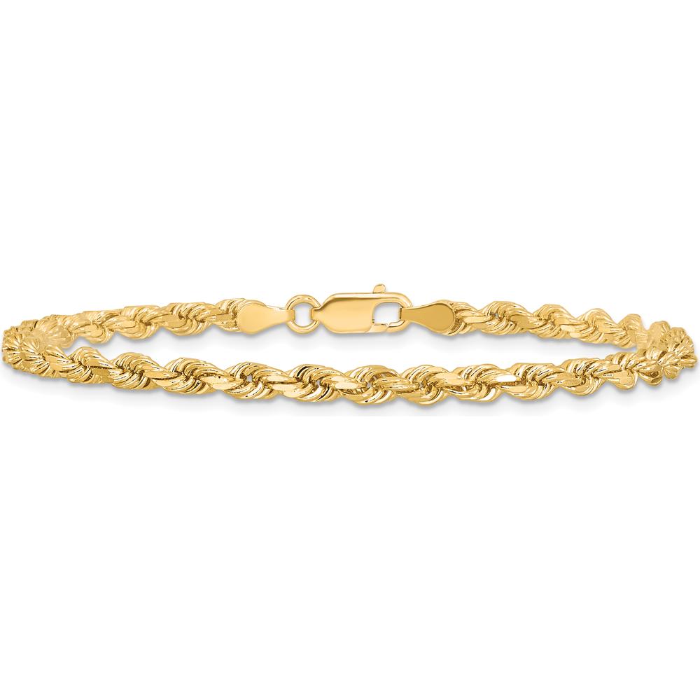 10K Yellow Gold 3.75mm Diamond-Cut Rope Chain Bracelet - 8"