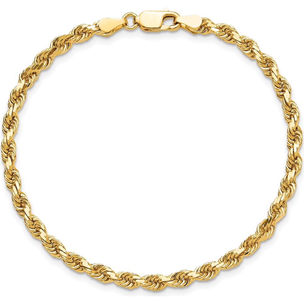 10K Yellow Gold 3.75mm Diamond-Cut Rope Chain Bracelet - 8"