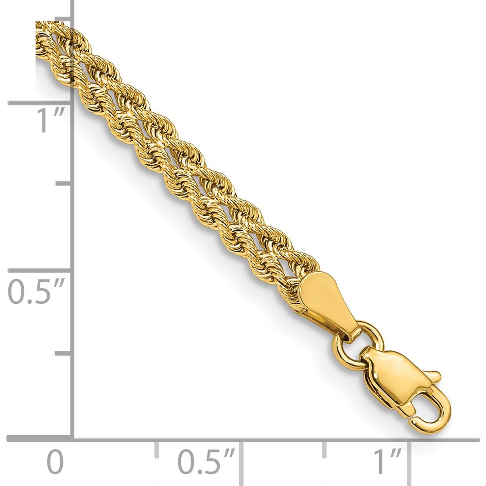 10K Yellow Gold 3.75mm Double Strand Rope Bracelet with Diamond-Cut Texture - 7" Length