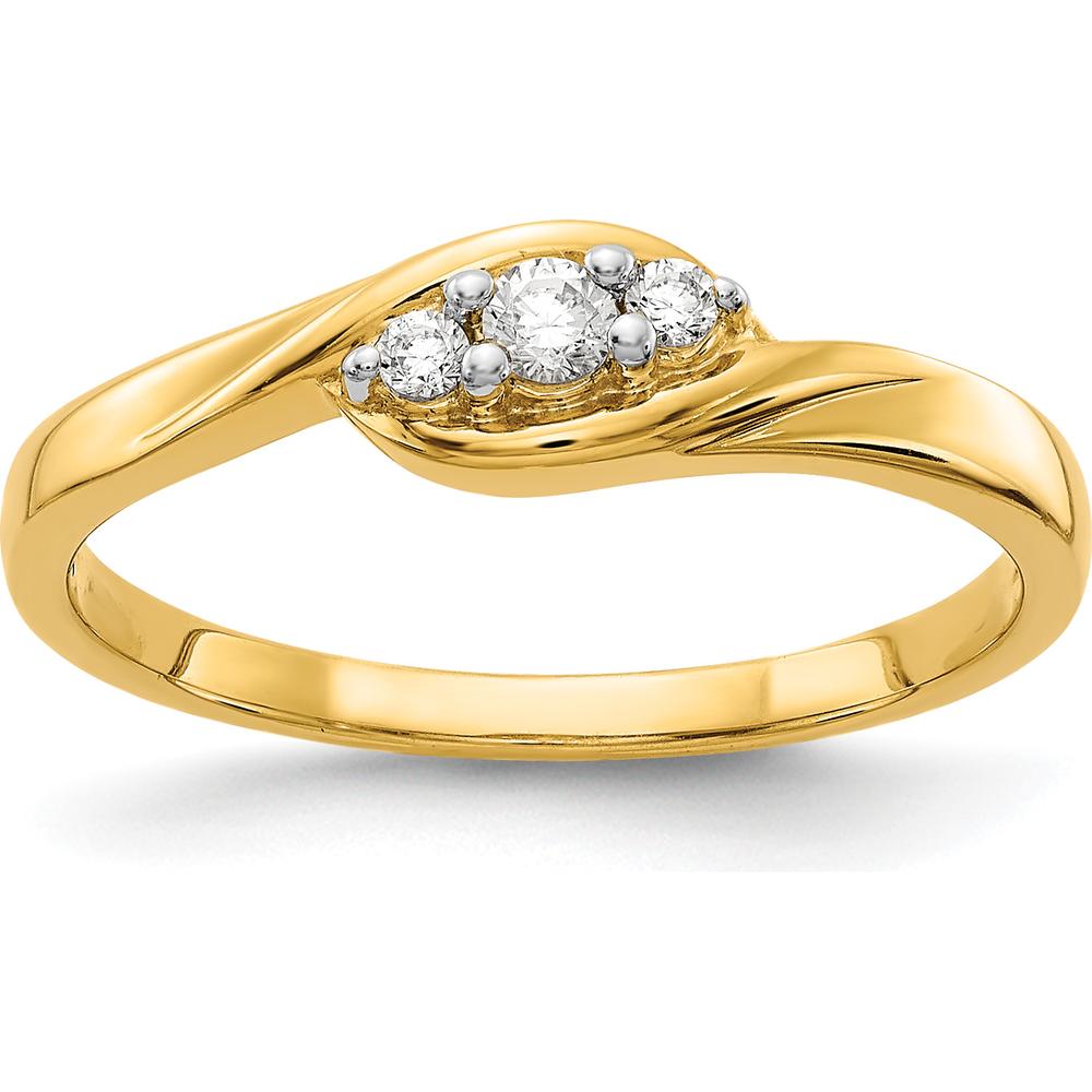 10K Yellow Gold 3-Stone Diamond Ring with Natural Diamonds - 0.10 Carat Total Diamond Weight by 0