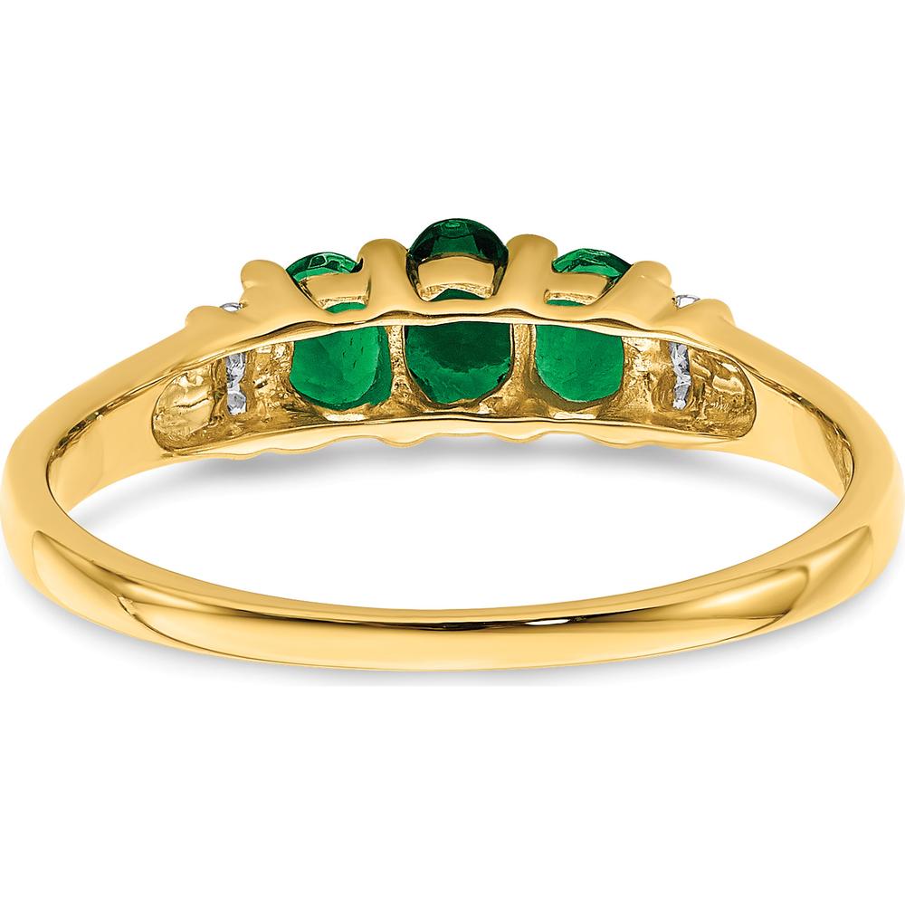 10K Yellow Gold 3-Stone Emerald and Diamond Ring with Oval Emeralds - 0.53 Carat Total Emerald Weight by 0
