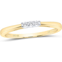10K Yellow Gold 3-Stone Round Diamond Engagement Ring - 0.05 Carat Total Diamond Weight