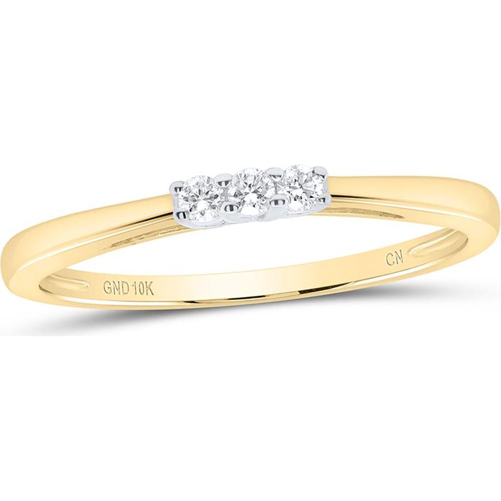 10K Yellow Gold 3-Stone Round Diamond Engagement Ring - 0.05 Carat Total Diamond Weight