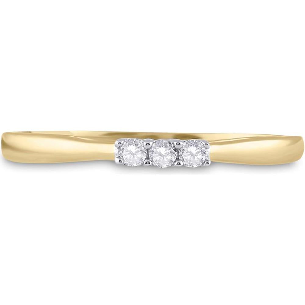 10K Yellow Gold 3-Stone Round Diamond Engagement Ring - 0.05 Carat Total Diamond Weight