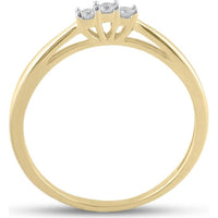 10K Yellow Gold 3-Stone Round Diamond Engagement Ring - 0.05 Carat Total Diamond Weight
