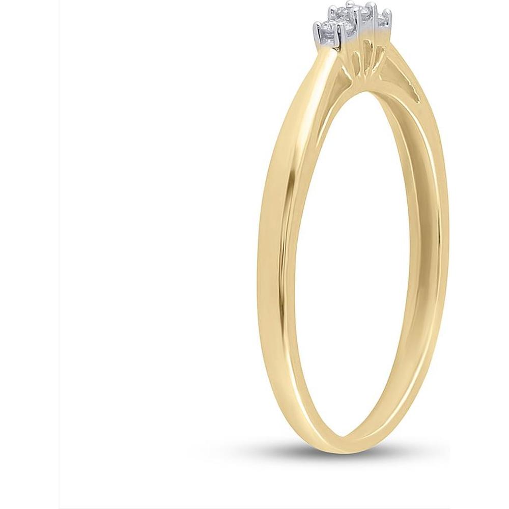 10K Yellow Gold 3-Stone Round Diamond Engagement Ring - 0.05 Carat Total Diamond Weight