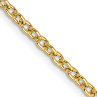 10K Yellow Gold 30" 2.4mm Cable Chain Necklace with Lobster Clasp