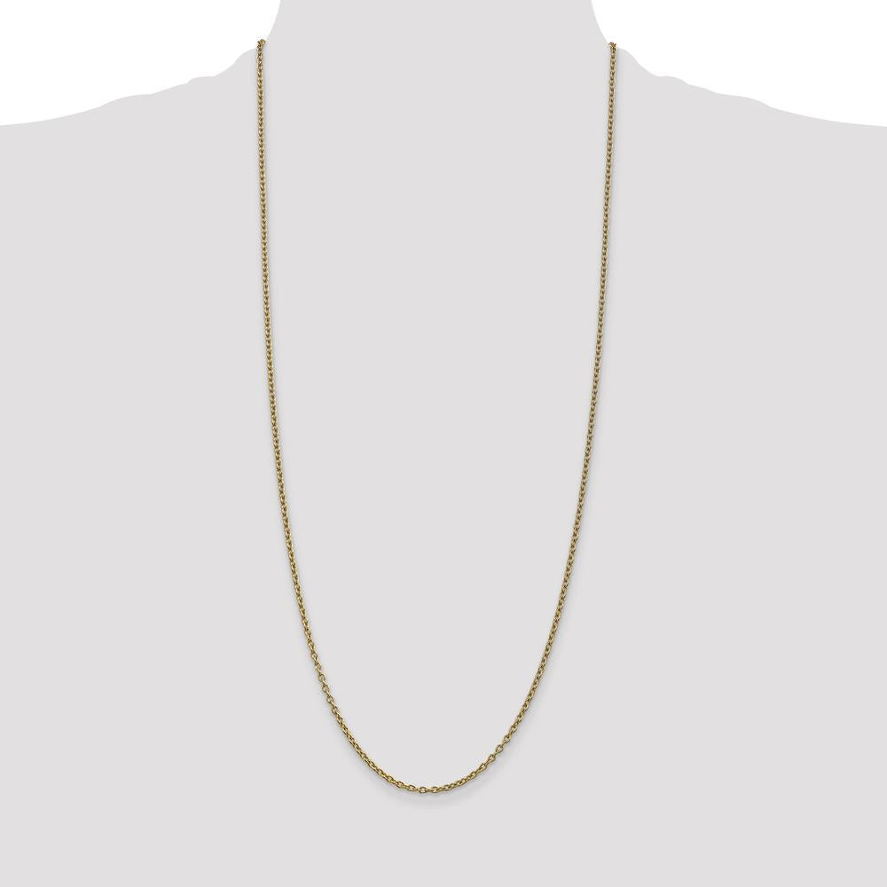 10K Yellow Gold 30" 2.4mm Cable Chain Necklace with Lobster Clasp