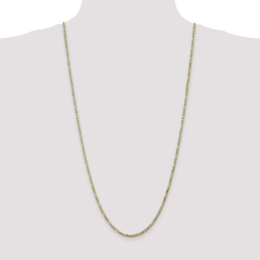 10K Yellow Gold 30" 2.75mm Flat Figaro Chain with Lobster Clasp