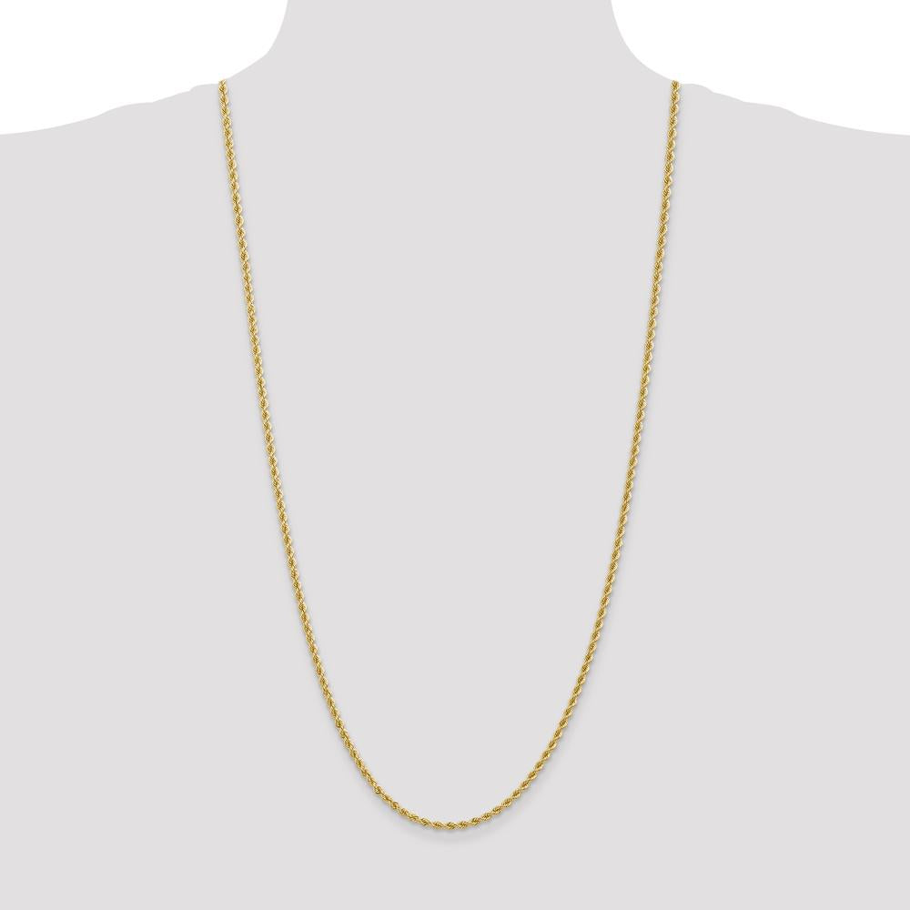 10K Yellow Gold 30" 2.75mm Rope Chain Necklace - Handcrafted, Polished Finish
