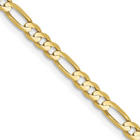 10K Yellow Gold 30" 3mm Flat Figaro Chain Necklace with Lobster Clasp