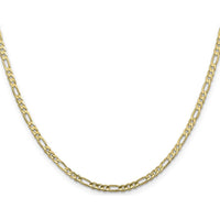 10K Yellow Gold 30" 3mm Flat Figaro Chain Necklace with Lobster Clasp