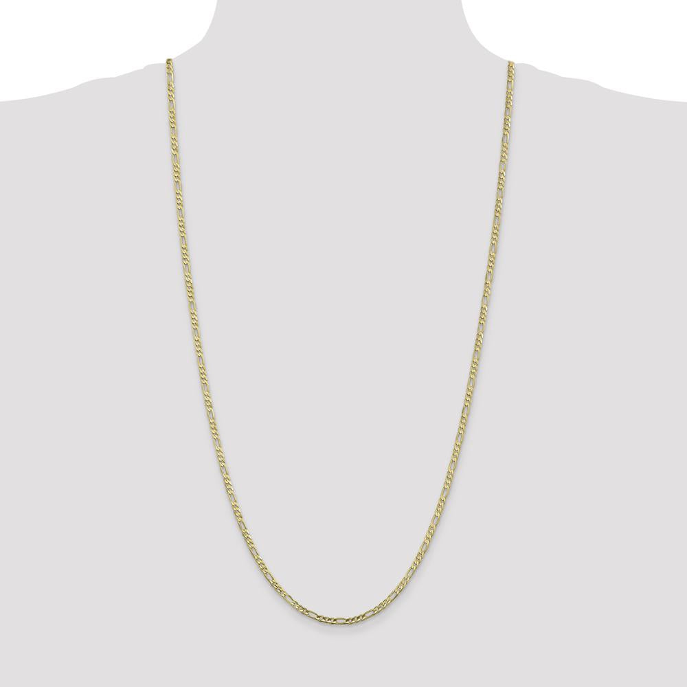 10K Yellow Gold 30" 3mm Flat Figaro Chain Necklace with Lobster Clasp