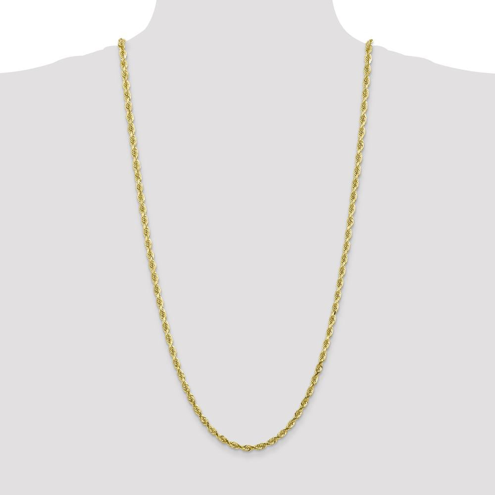 10K Yellow Gold 30" 4.5mm Diamond-Cut Rope Chain Necklace - Polished Finish with Lobster Clasp