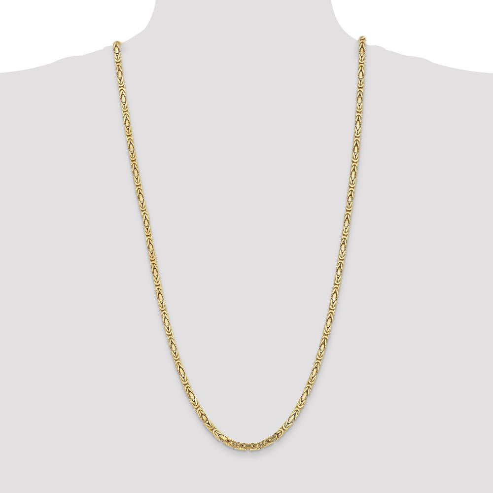 10K Yellow Gold 30" 4mm Byzantine Chain Necklace - Handcrafted Solid Gold Design
