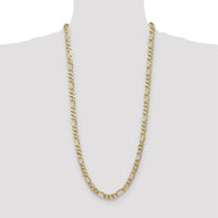 10K Yellow Gold 30" 7mm Flat Figaro Chain Necklace with Polished Finish