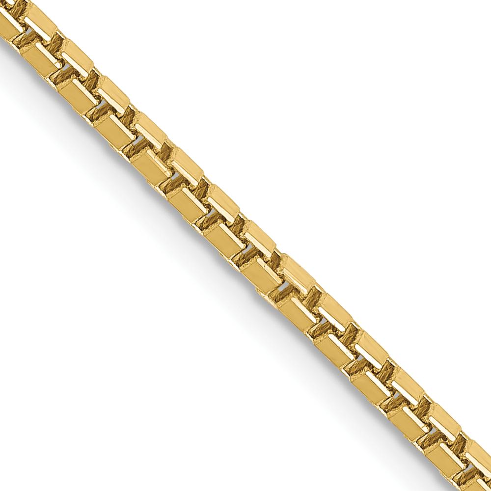 10K Yellow Gold 30" Box Chain Necklace - Polished Finish, 1.9mm Width