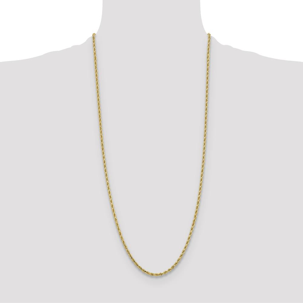 10K Yellow Gold 30" Diamond-Cut Rope Chain Necklace - 3.25mm Width