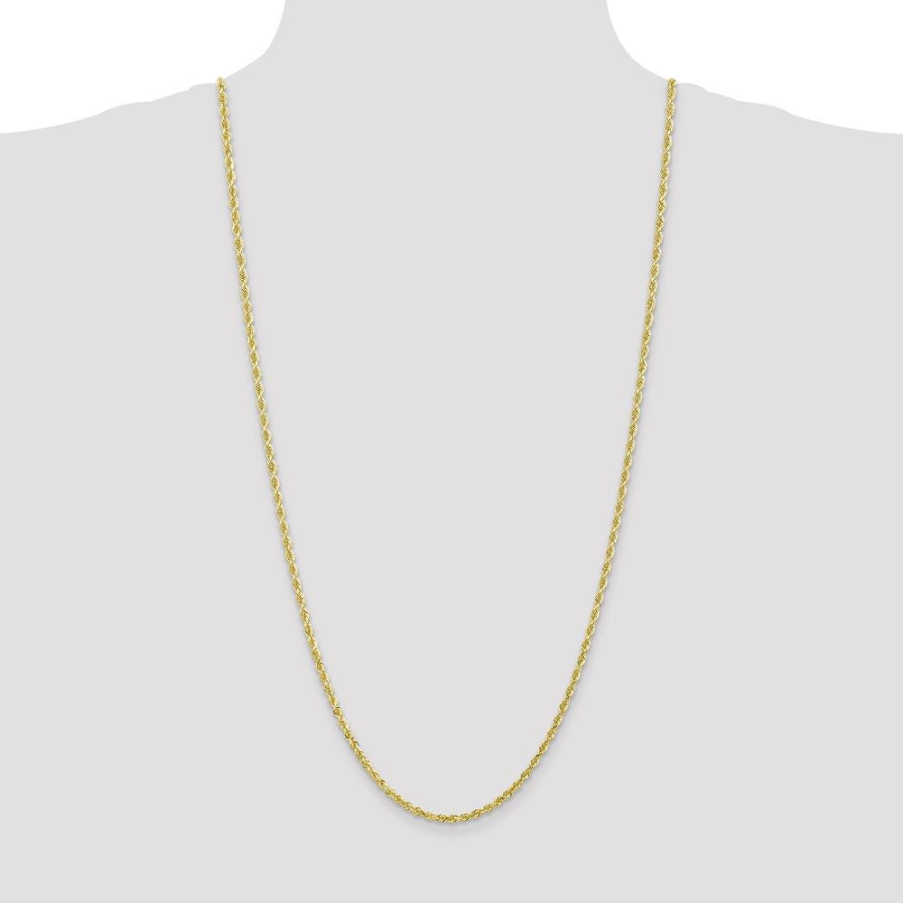 10K Yellow Gold 30" Diamond-Cut Rope Chain Necklace - 3mm Width