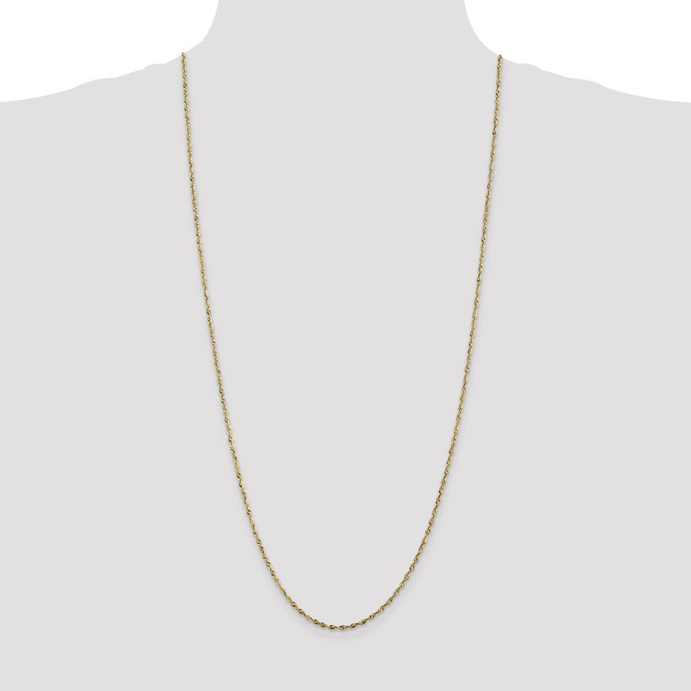 10K Yellow Gold 30" Extra-Light Diamond-Cut Rope Chain - 1.8mm Width
