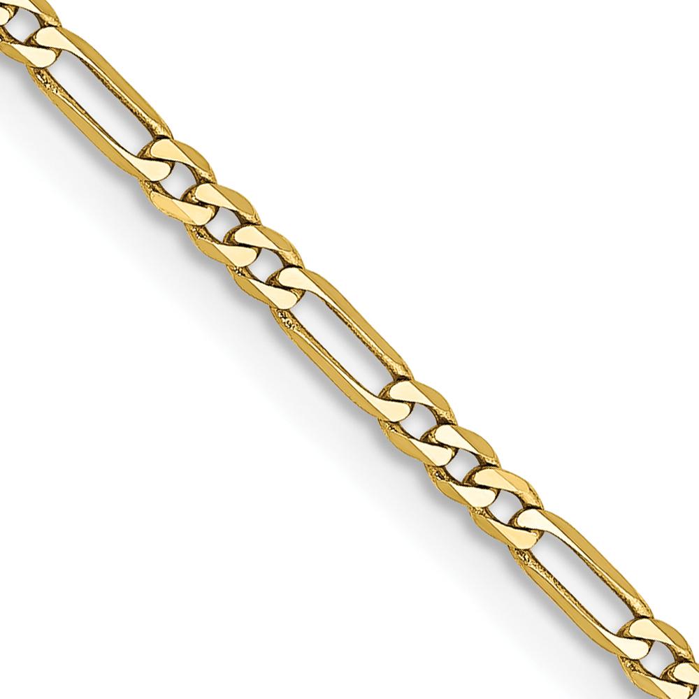 10K Yellow Gold 30" Figaro Chain Necklace - Polished Finish