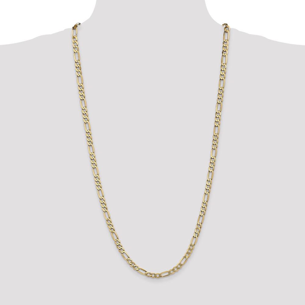 10K Yellow Gold 30" Flat Figaro Chain - 5.25mm Width