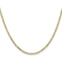 10K Yellow Gold 30" Flat Figaro Chain Necklace - 2.2mm Width