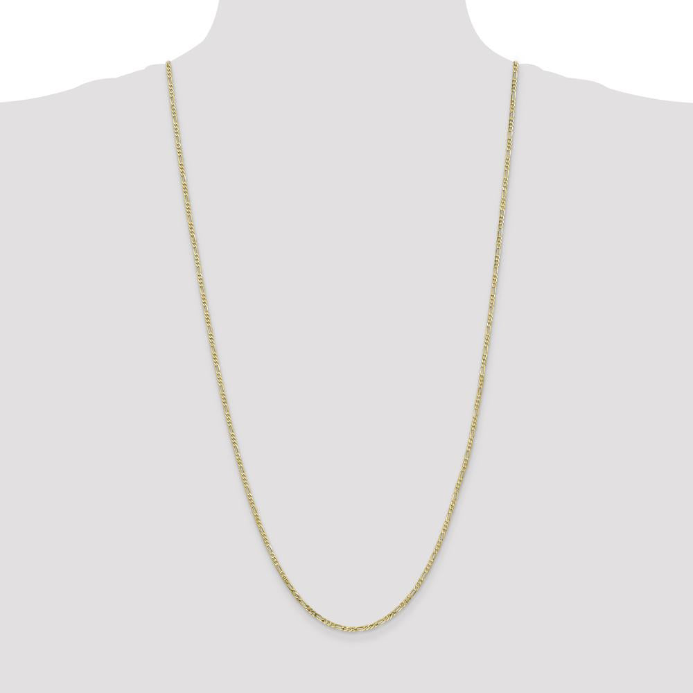 10K Yellow Gold 30" Flat Figaro Chain Necklace - 2.2mm Width