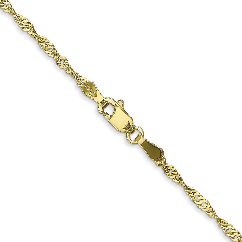 10K Yellow Gold 30" Polished Singapore Chain - 1.7mm Width, Lobster Clasp
