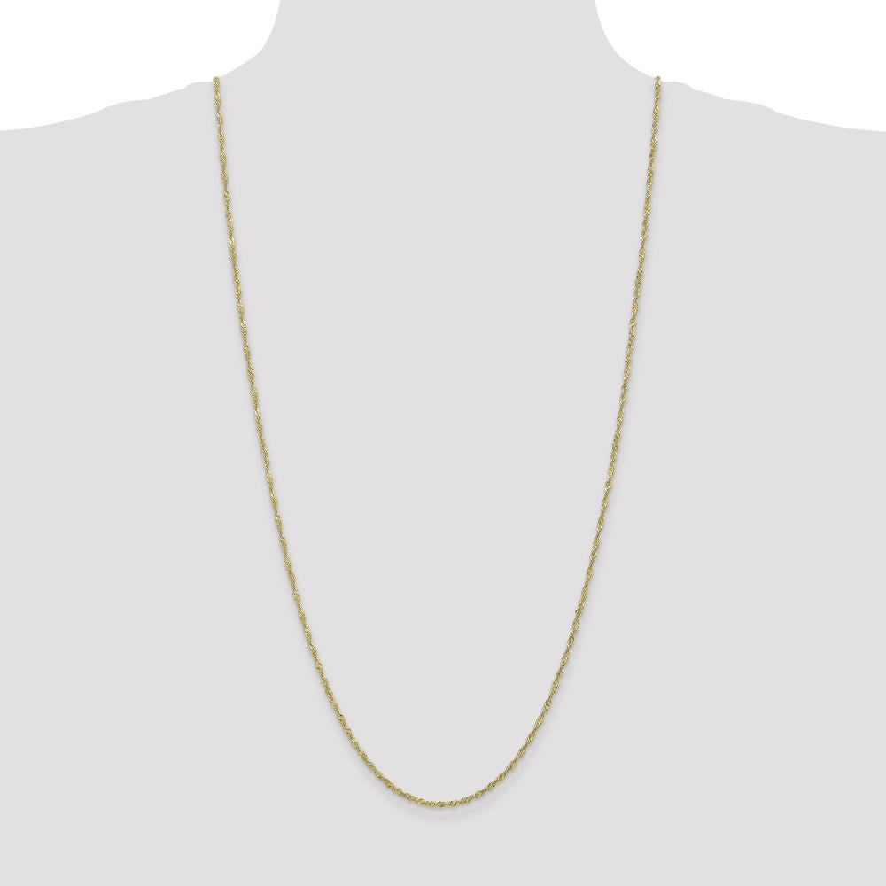 10K Yellow Gold 30" Polished Singapore Chain - 1.7mm Width, Lobster Clasp
