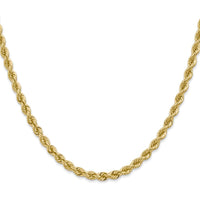 10K Yellow Gold 30" Regular Rope Chain - 4mm Width, Polished Finish