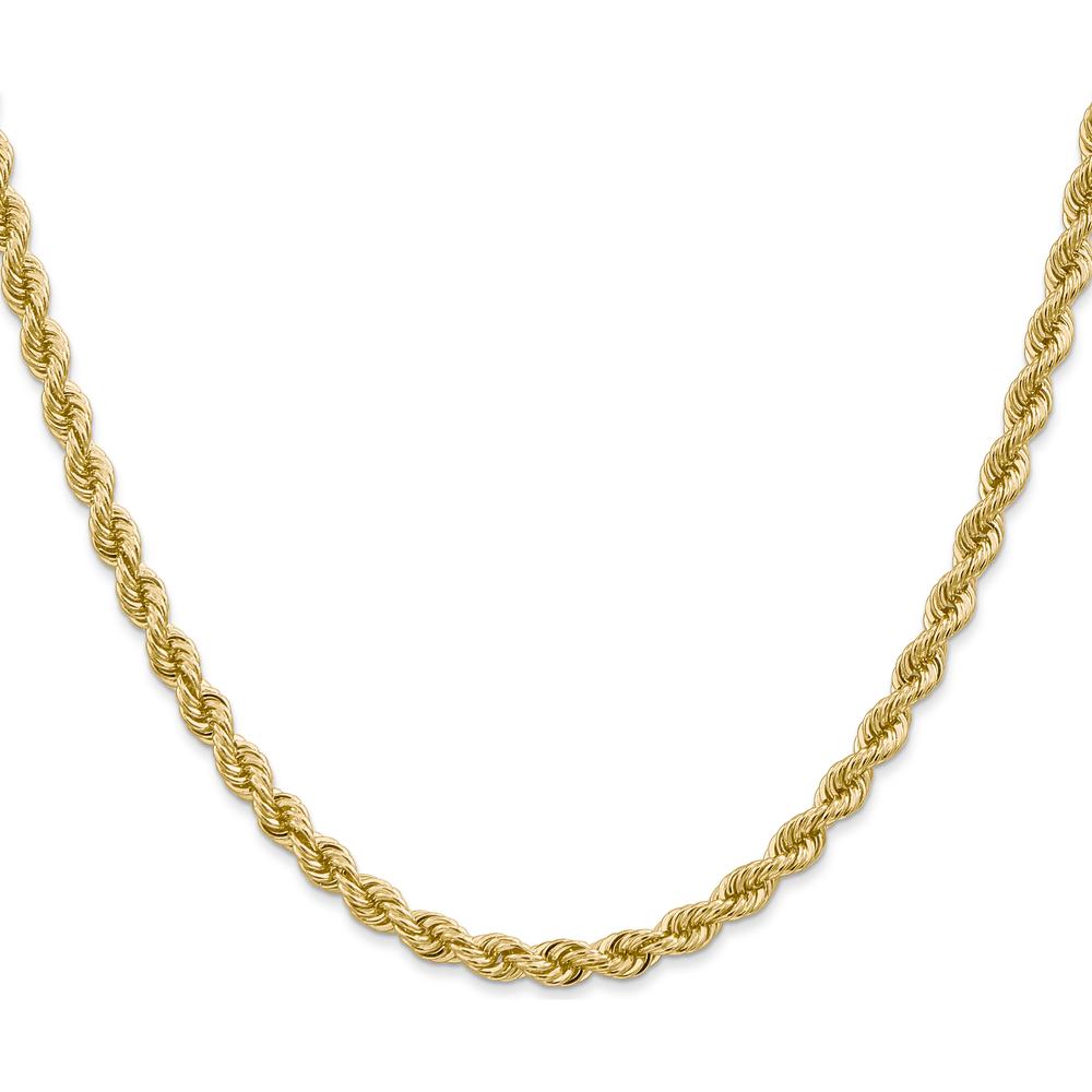 10K Yellow Gold 30" Regular Rope Chain - 4mm Width, Polished Finish