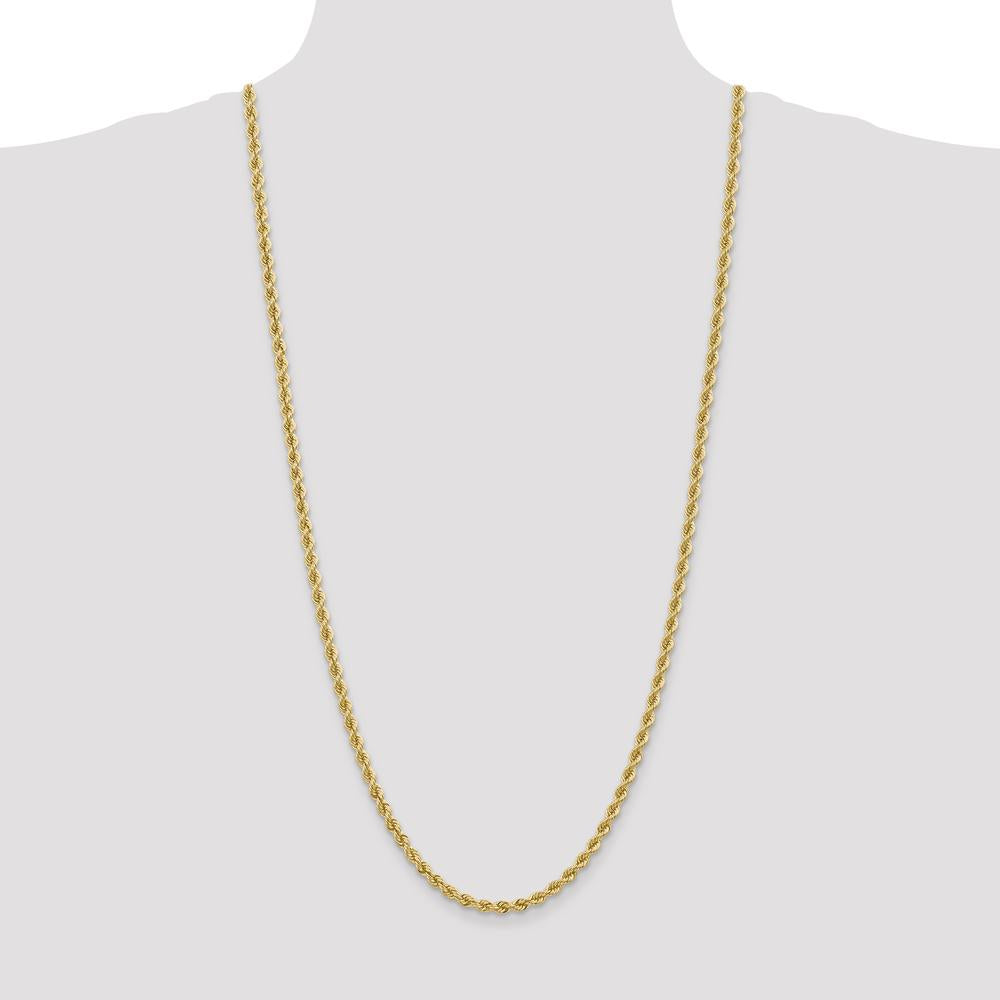 10K Yellow Gold 30" Regular Rope Chain - 4mm Width, Polished Finish