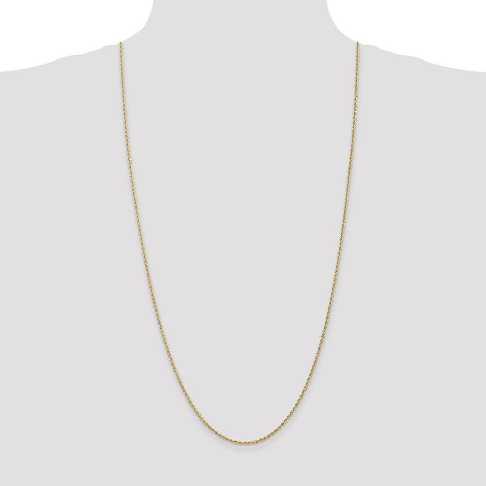 10K Yellow Gold 30" Regular Rope Chain Necklace - 1.5mm Width