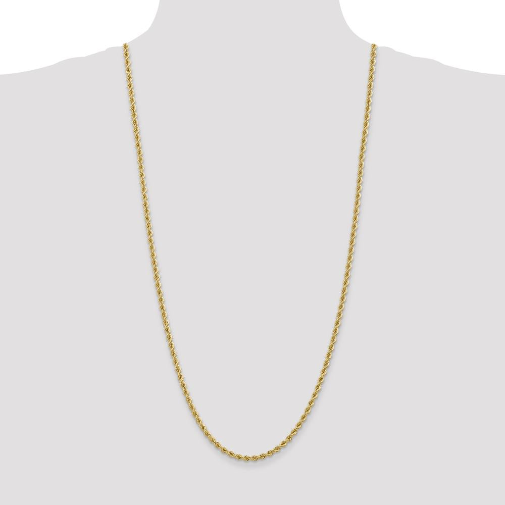 10K Yellow Gold 30" Rope Chain Necklace - 3.65mm Width