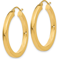 10K Yellow Gold 30mm Polished Square Hoop Earrings - Elegant Women's Jewelry