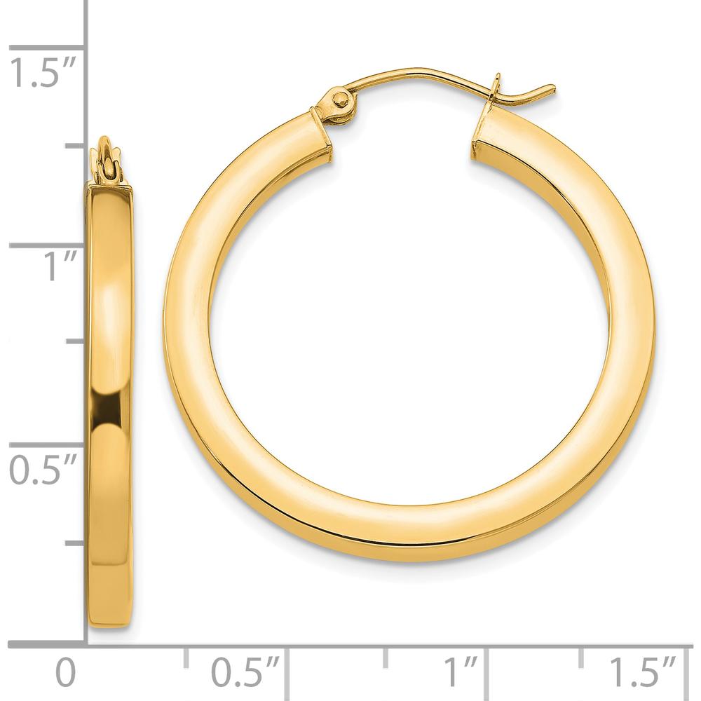 10K Yellow Gold 30mm Polished Square Hoop Earrings - Elegant Women's Jewelry
