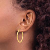 10K Yellow Gold 30mm Square Tube Hoop Earrings with Polished Finish